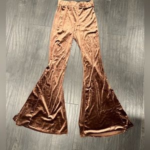 Vintage brown velvet extra wide leg bell bottom pants
